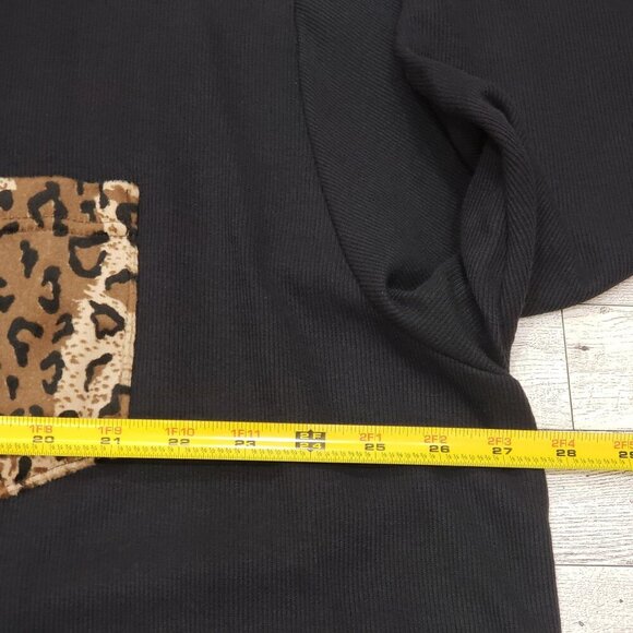 VTG 90s Fashion Bug 22/24W Ribbed Cardigan Shacket Animal Print Trim Black NEW - Picture 10 of 12